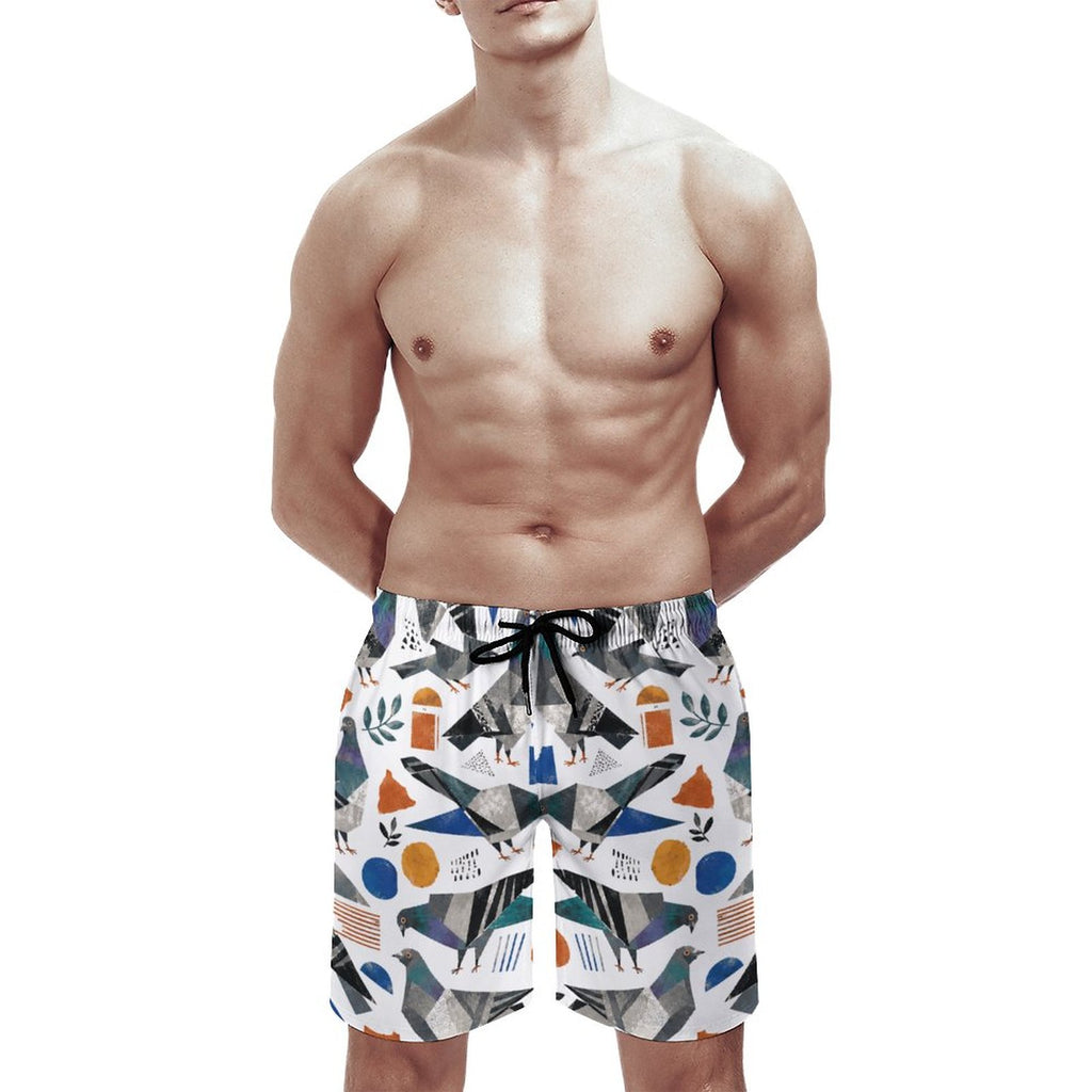 Short de plage pour homme Pigeons collage