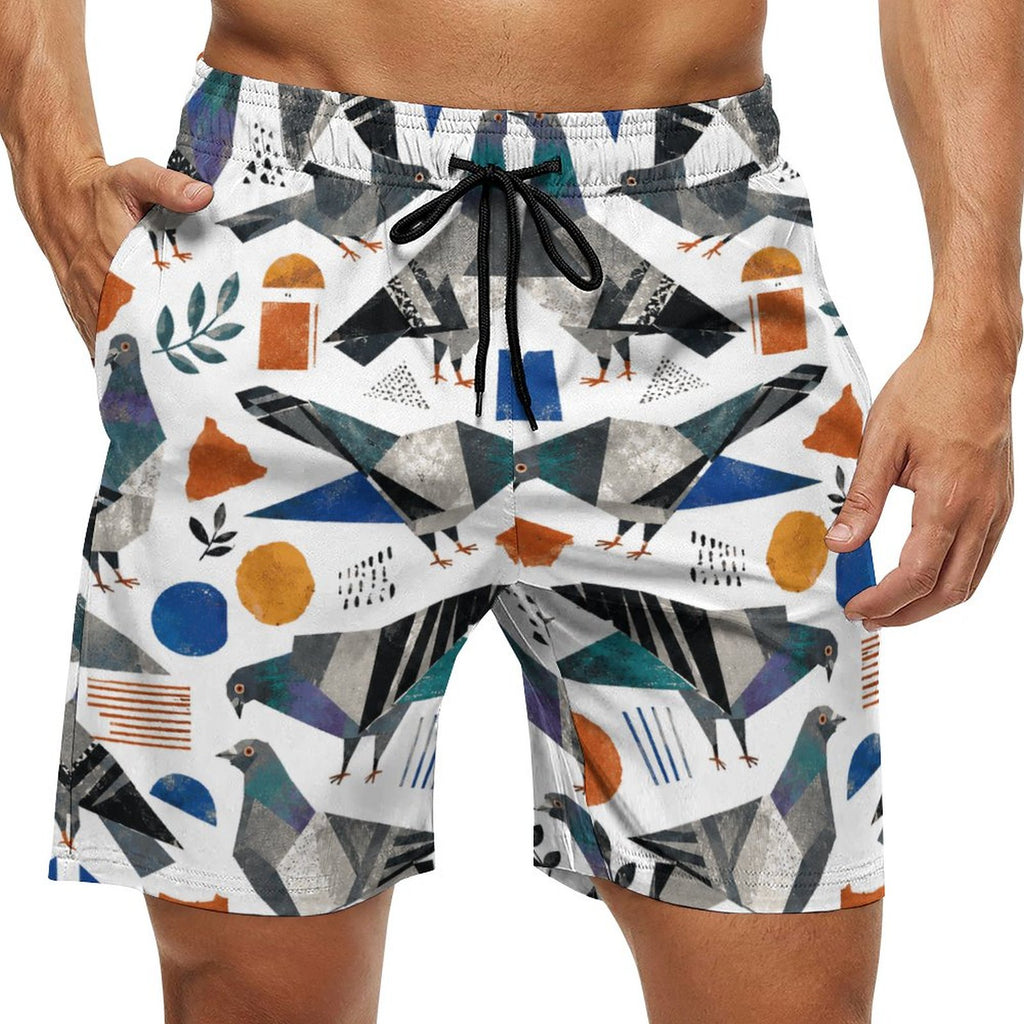 Short de plage pour homme Pigeons collage