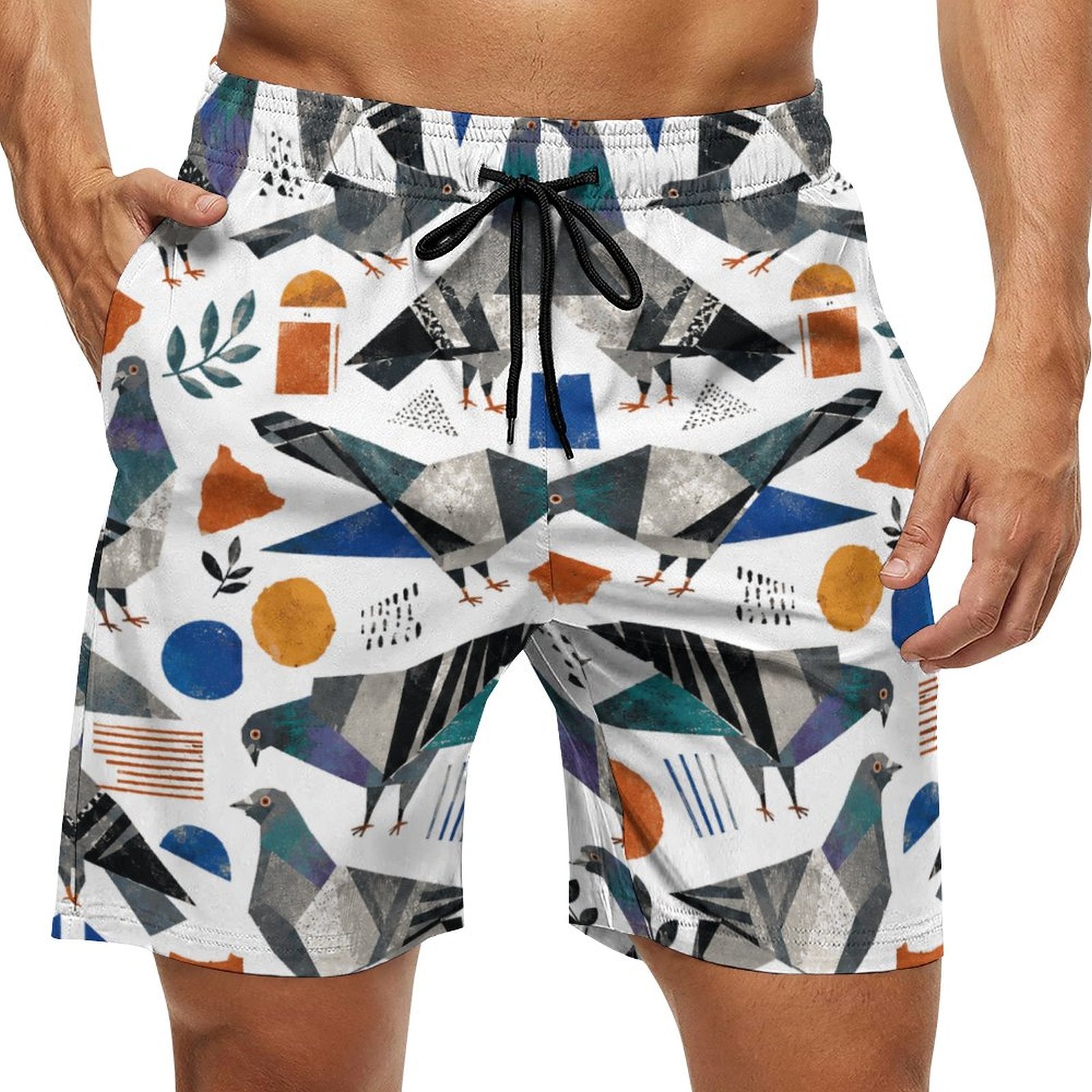 Short de plage pour homme Pigeons collage