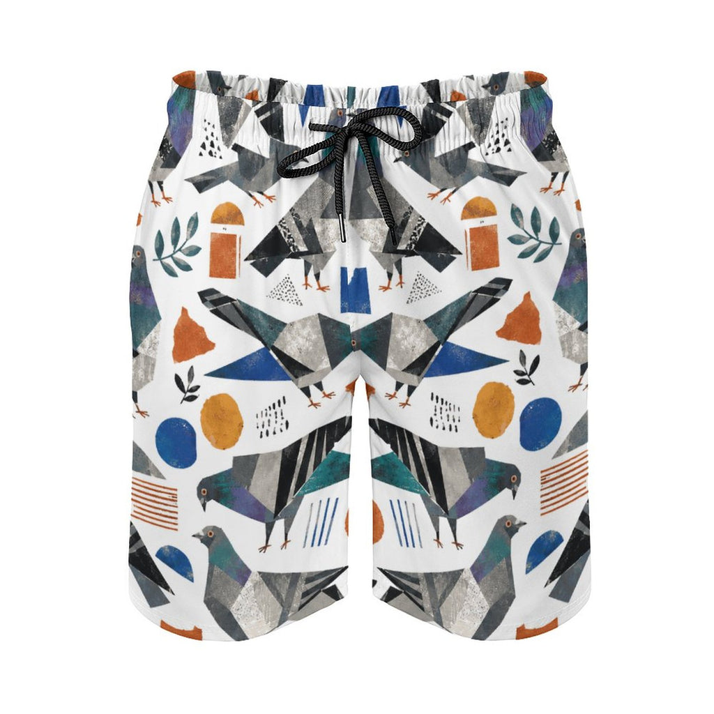Short de plage pour homme Pigeons collage