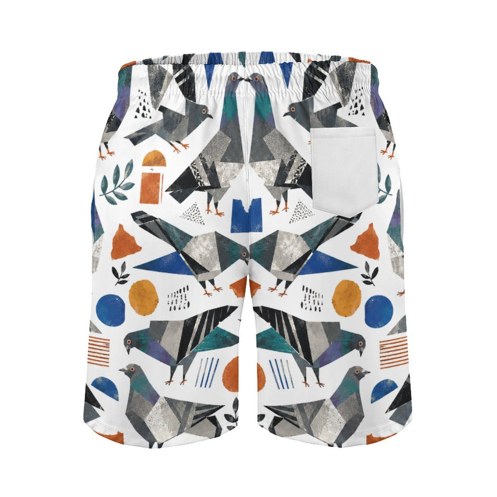 Short de plage pour homme Pigeons collage