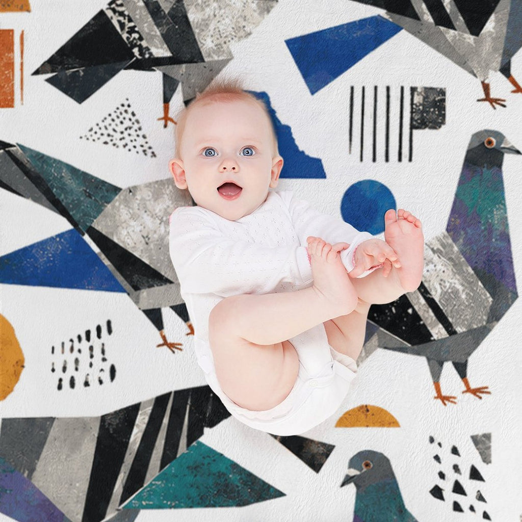 Couverture en flanelle Pigeons collage – 40 × 50 po