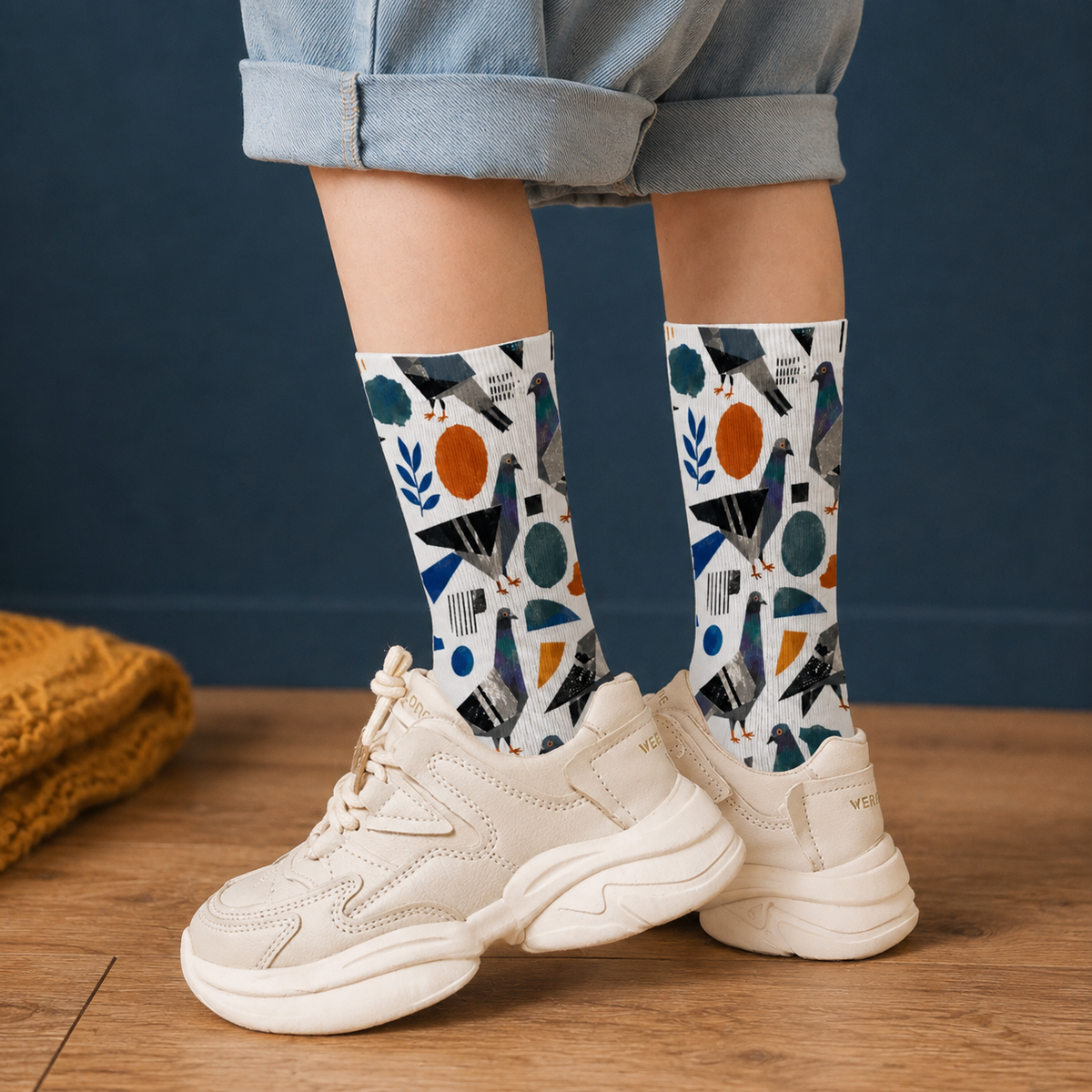 Chaussettes pour enfants Pigeons collage