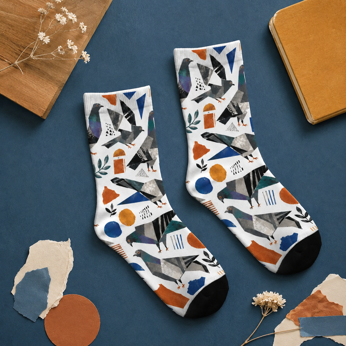 Chaussettes pour enfants Pigeons collage