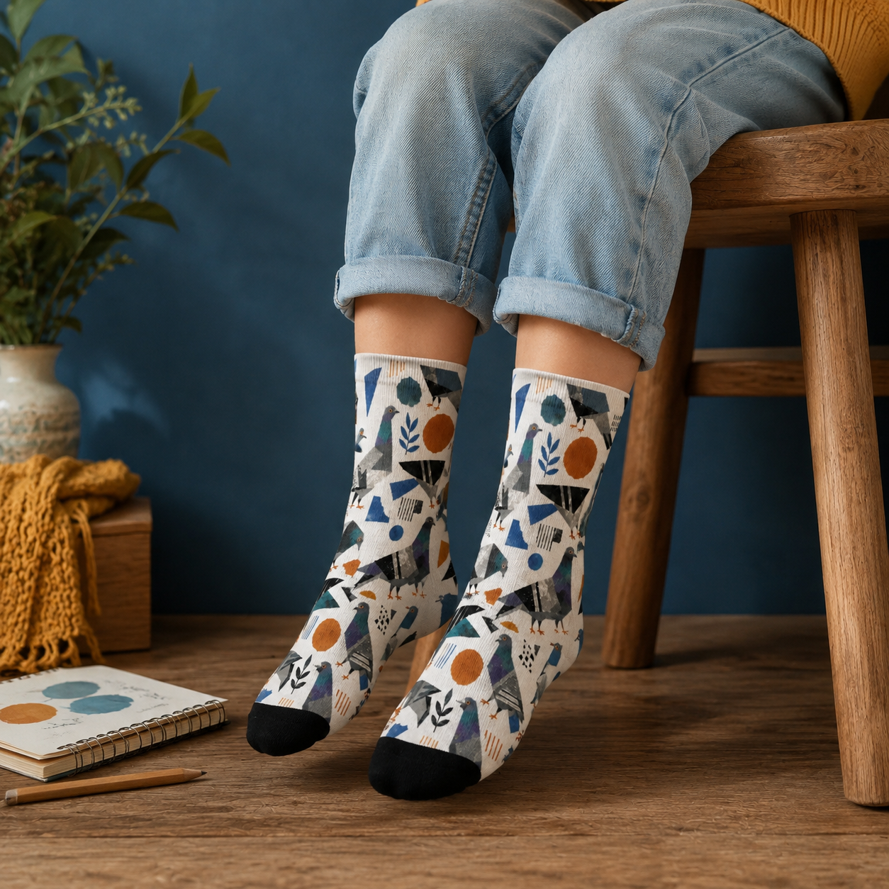 Chaussettes pour enfants Pigeons collage