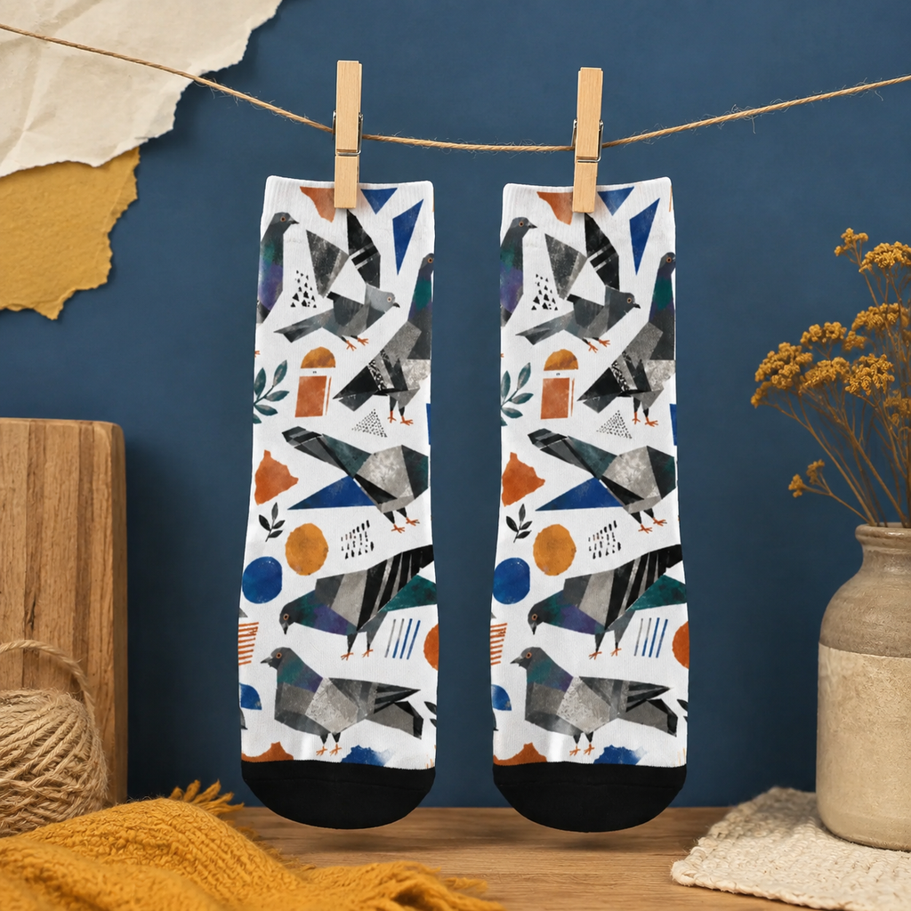 Chaussettes pour enfants Pigeons collage