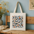 Sac fourre-tout en toile Pigeons collage – 34 × 40 cm