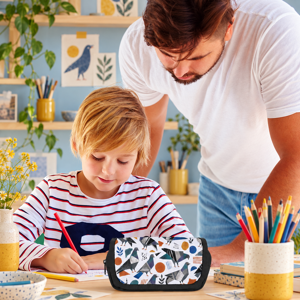 2-Compartment Zipper Pencil Case