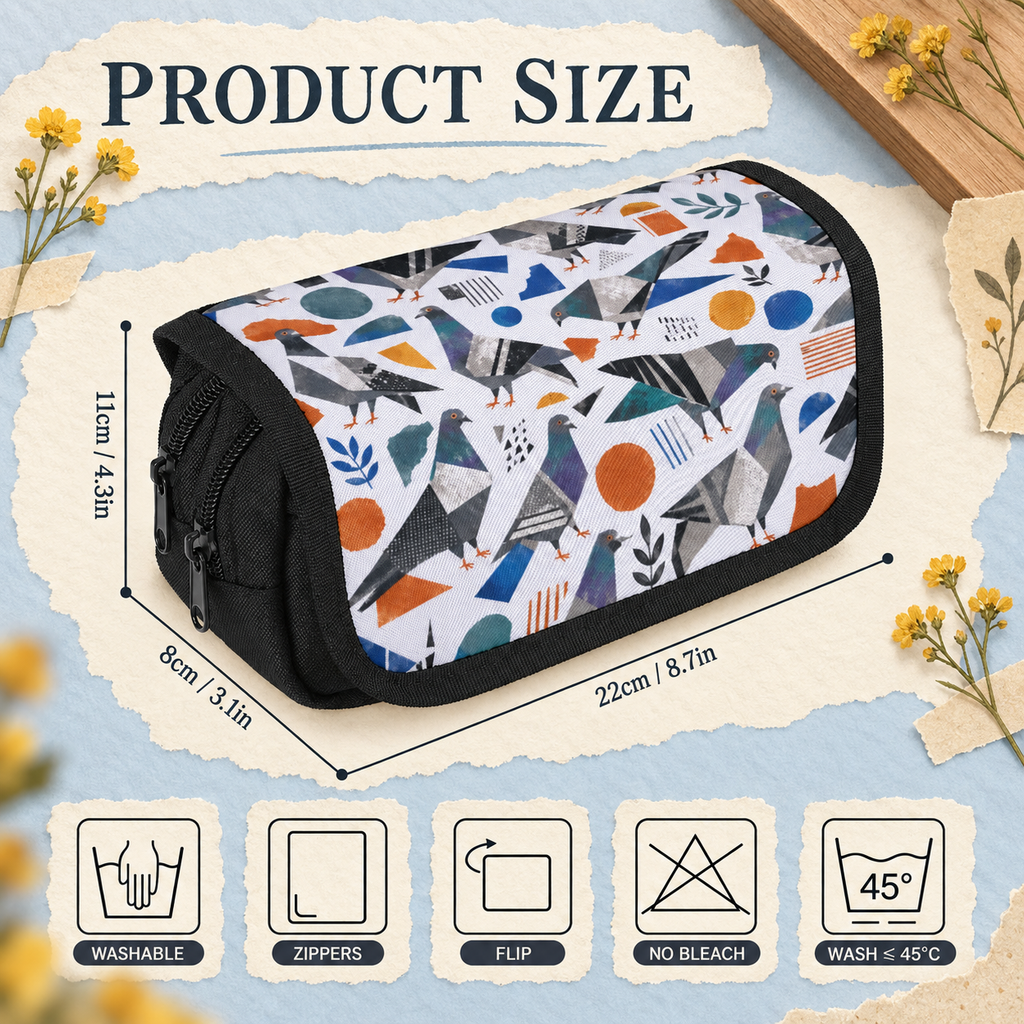 2-Compartment Zipper Pencil Case