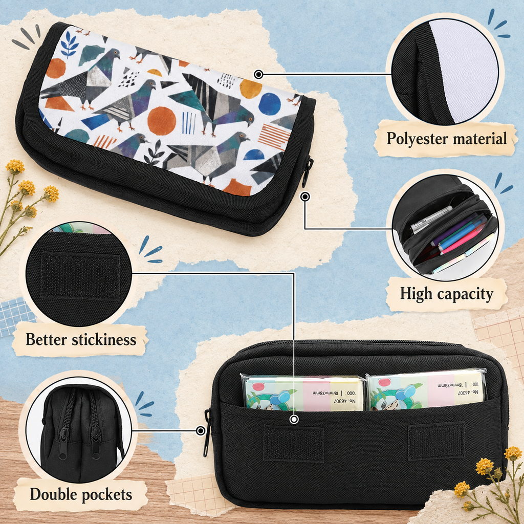2-Compartment Zipper Pencil Case