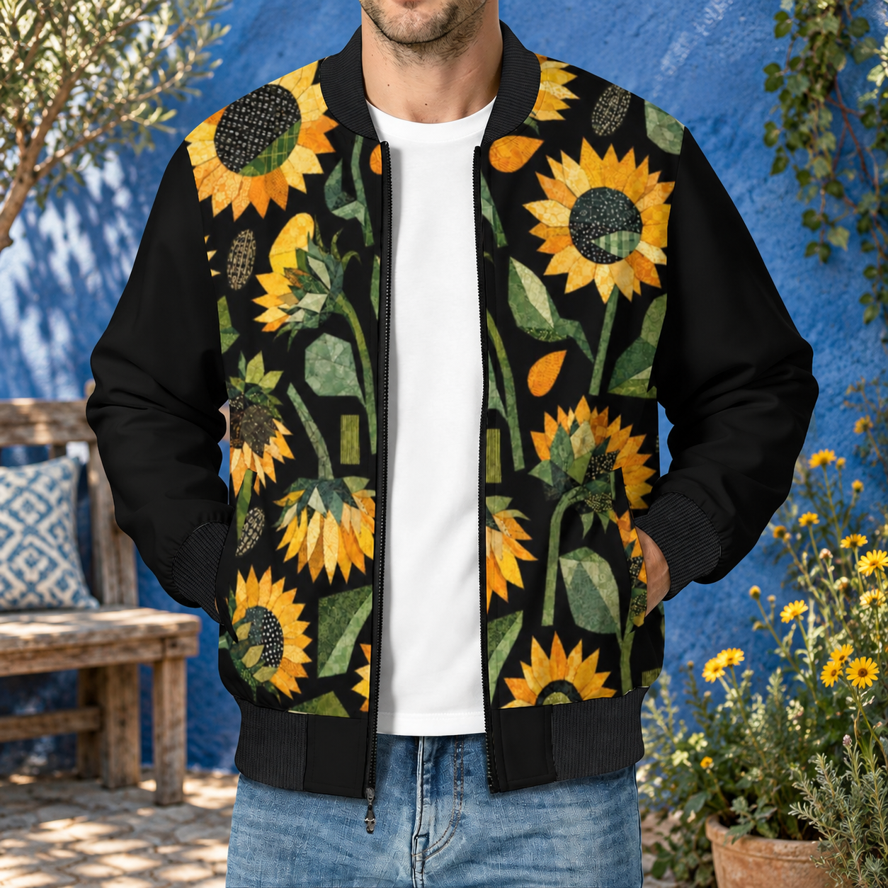230gsm Men's Lightweight Zip-Up Jacket(All-Over Printing)