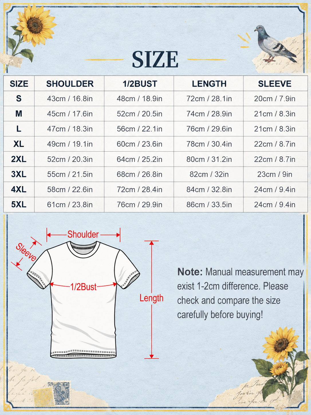DTF 180gsm Multi-Color American Size Short Sleeve T-Shirt (Front Printing)