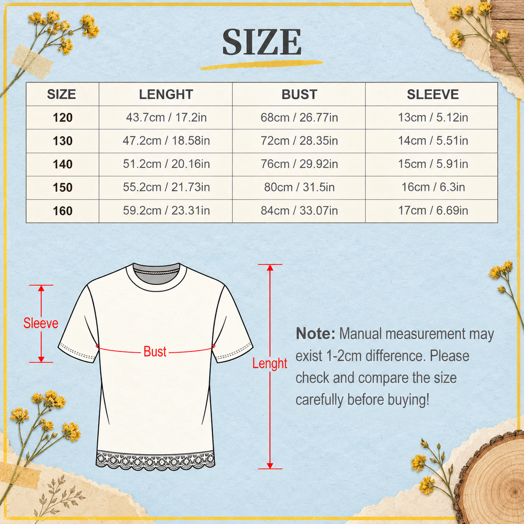 200gsm Children's Lace T-Shirt(All-Over Printing)
