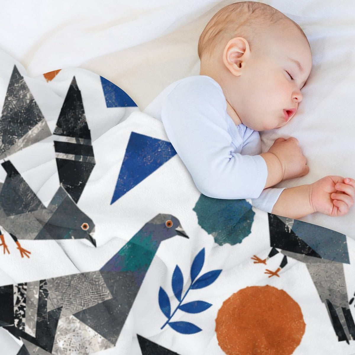 Couverture en flanelle Pigeons collage – 40 × 50 po