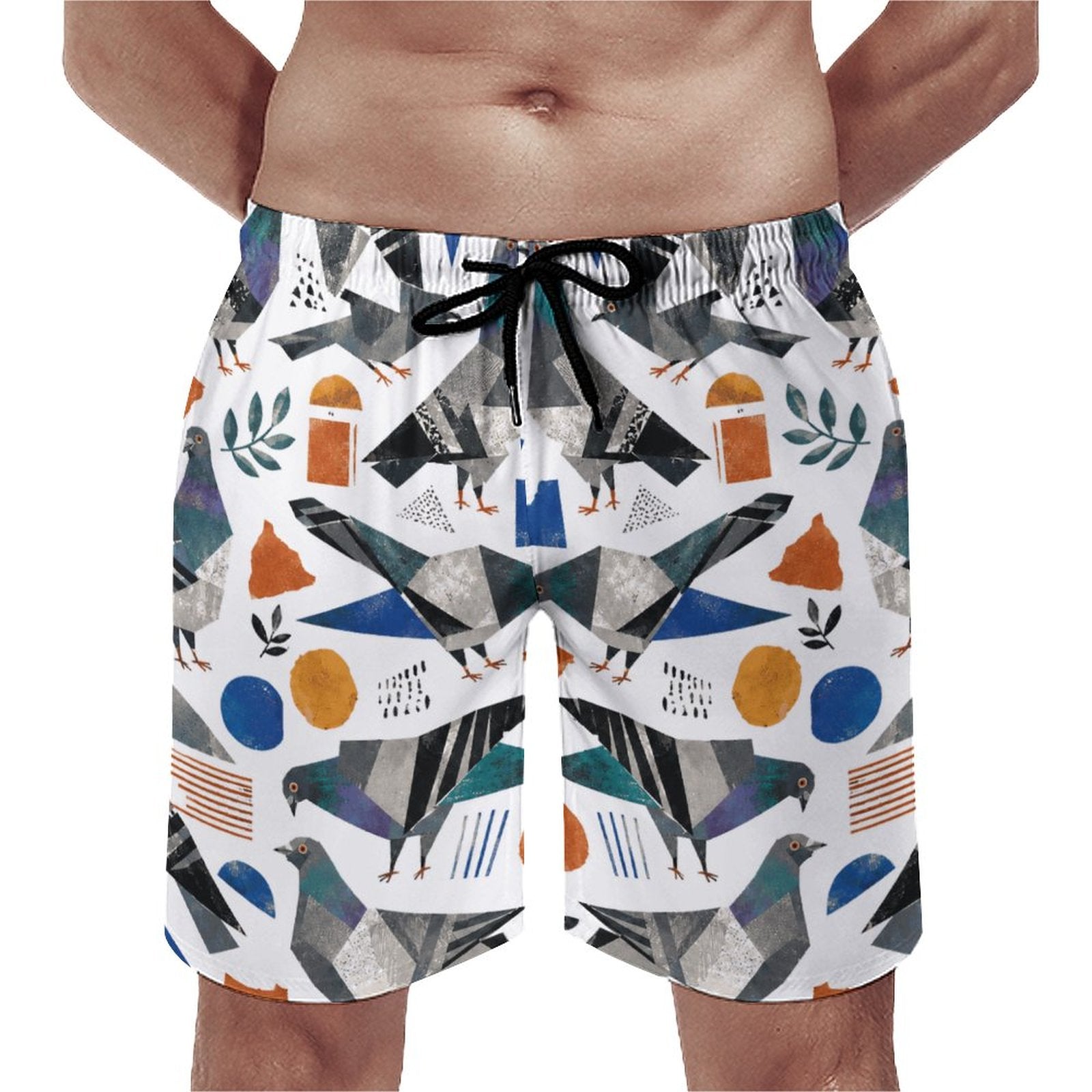 Short de plage pour homme Pigeons collage