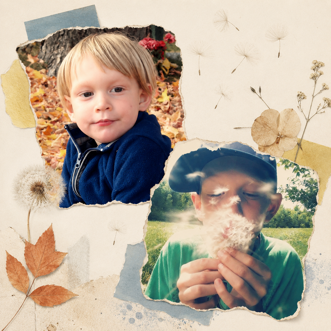 Collage rétro de souvenirs d’enfance et d’émerveillement — Écritournures