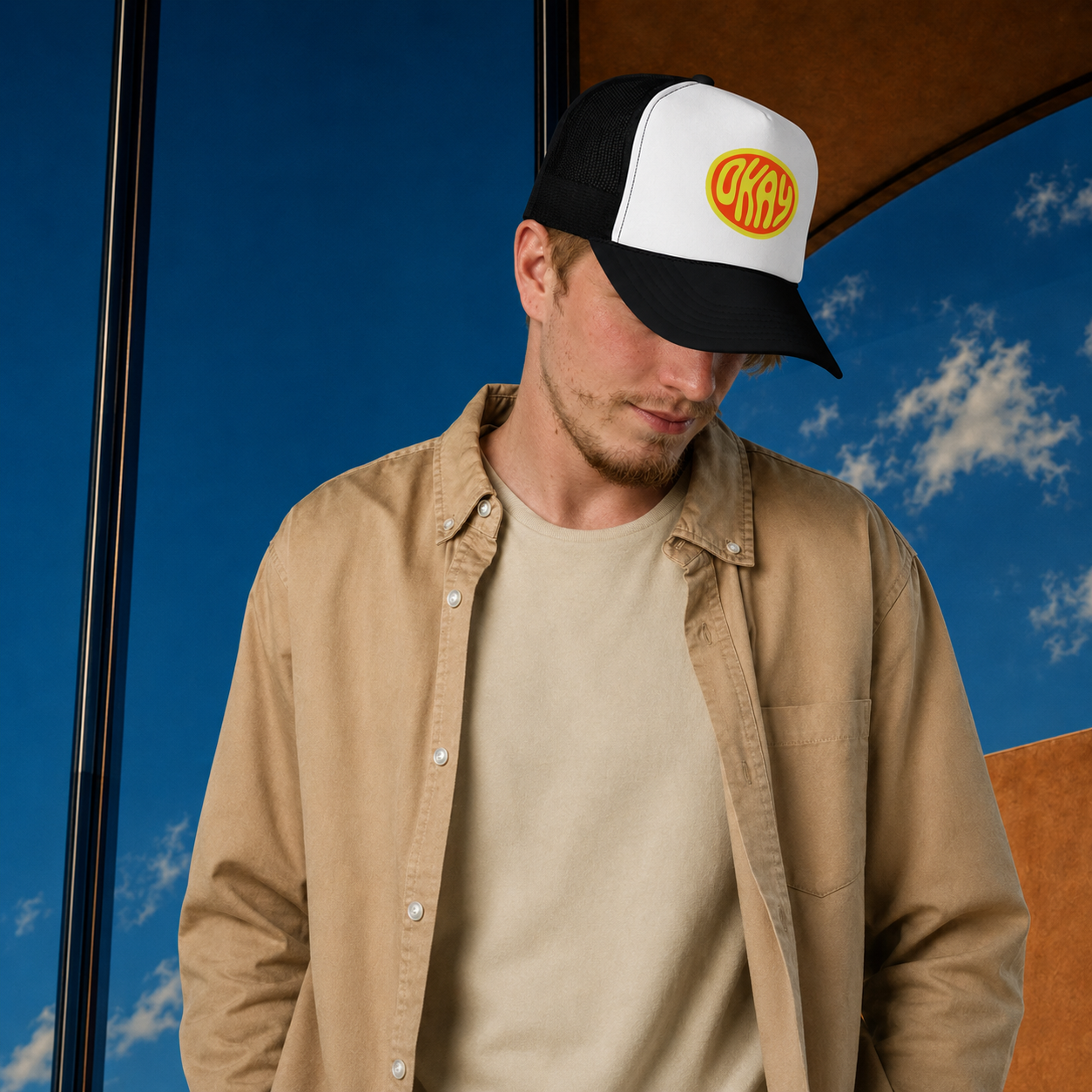 Okkkkkkay. Okay. Foam trucker hat – vue 2 | Écritournures