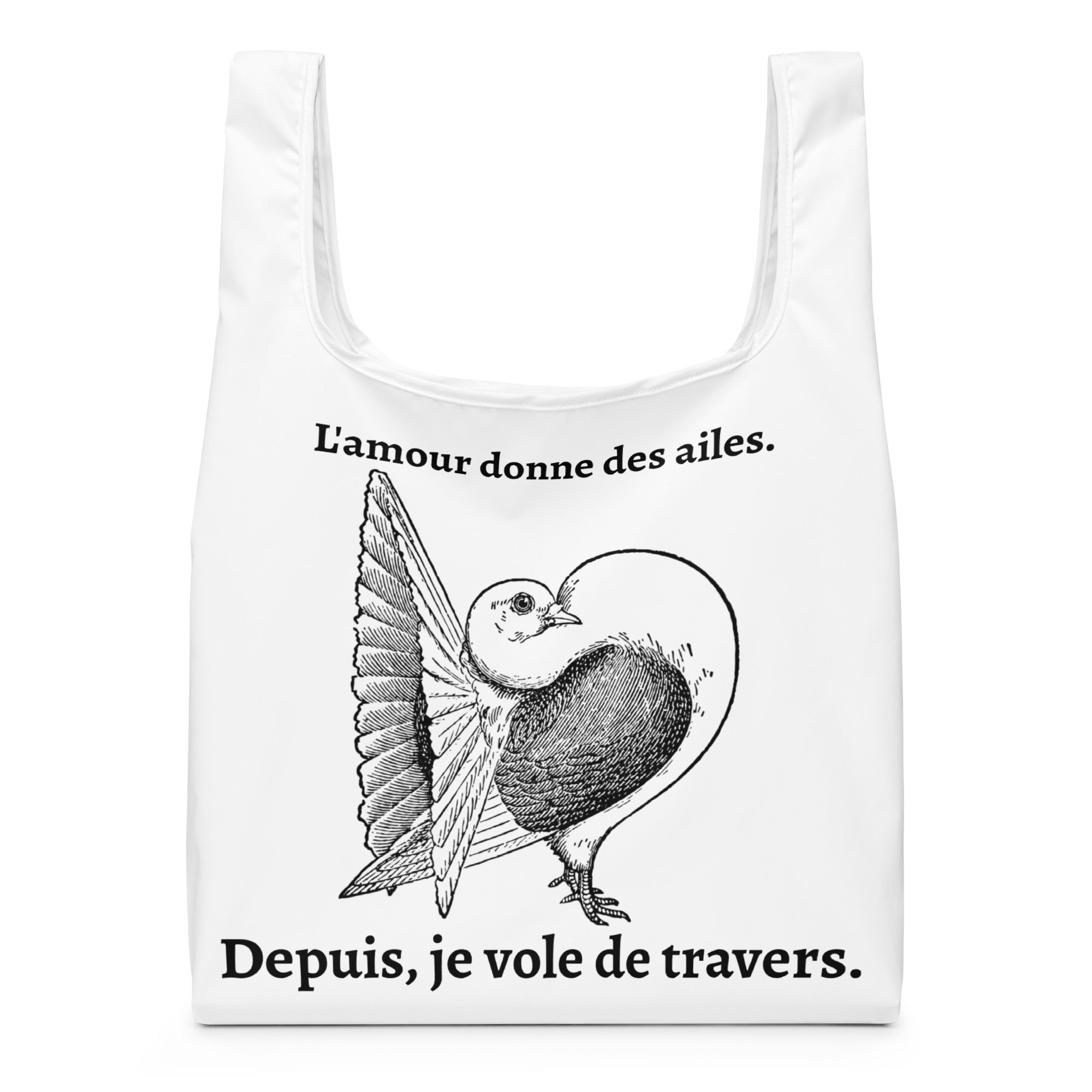 Pigeon - Vole de travers - Shopping bag – vue 2 | Écritournures