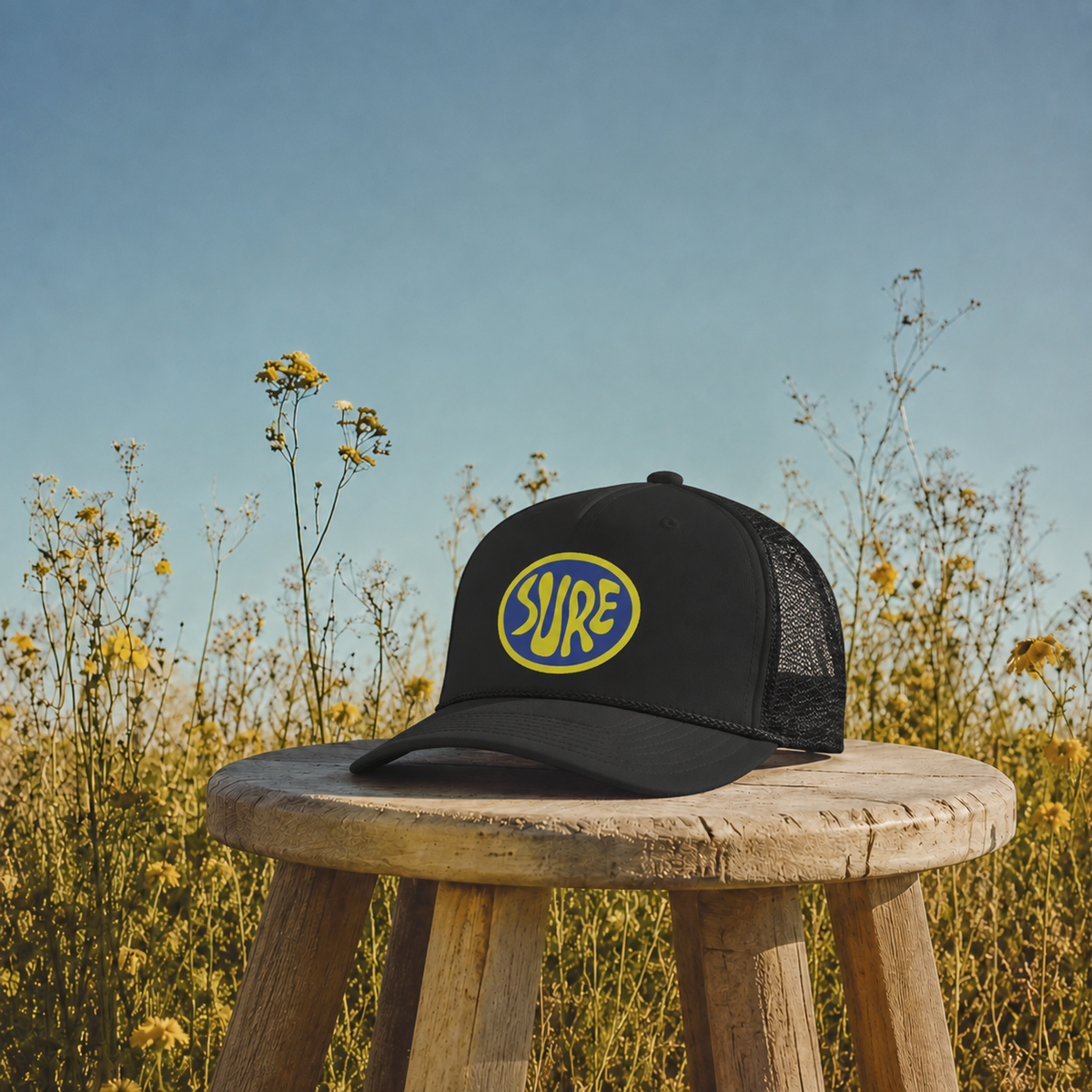 Suuuuurrreee. Sure. Foam trucker hat – vue principale | Écritournures