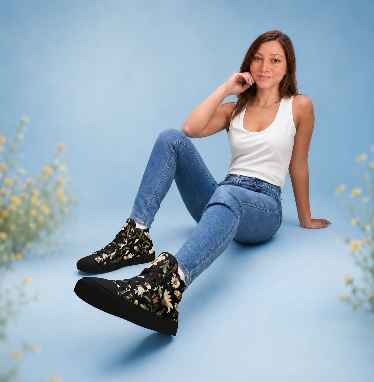 Women’s high top canvas shoes – vue 2 | Écritournures