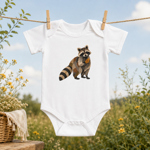 Woodland Raccoon Baby Bodysuit – Cute Fall Forest Animal Infant Onesie – vue principale | Écritournures