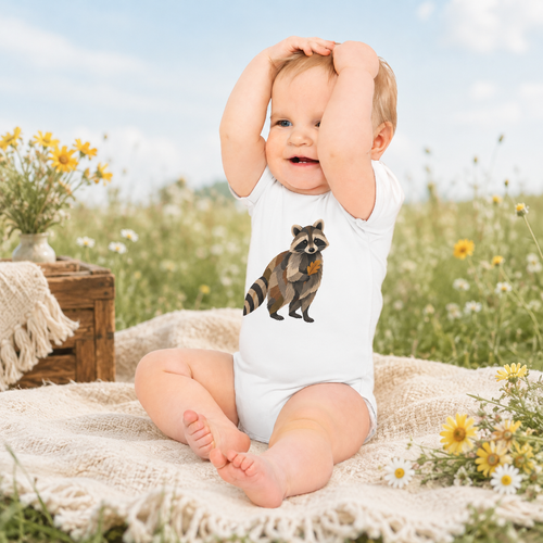 Woodland Raccoon Baby Bodysuit – Cute Fall Forest Animal Infant Onesie – vue 2 | Écritournures